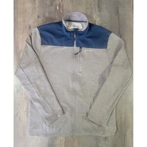 Orvis Men's Medium M Full Zip Bonded‎ Mesh Fleece Jacket Gray Blue